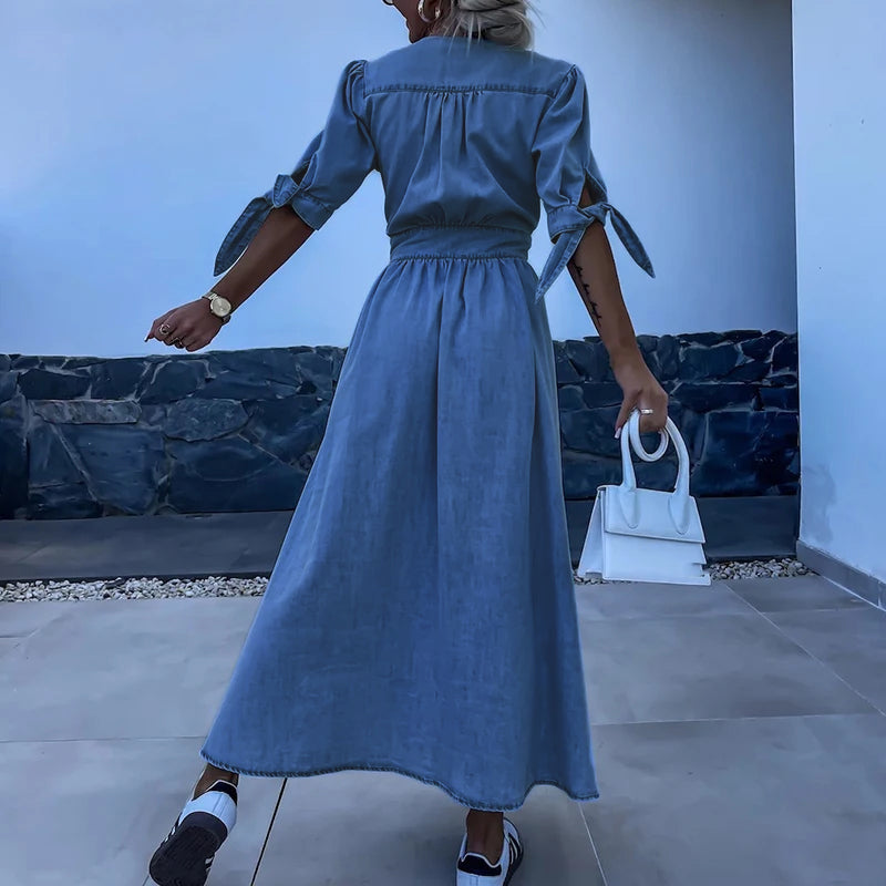 Eso | Denim dress with V-neckline