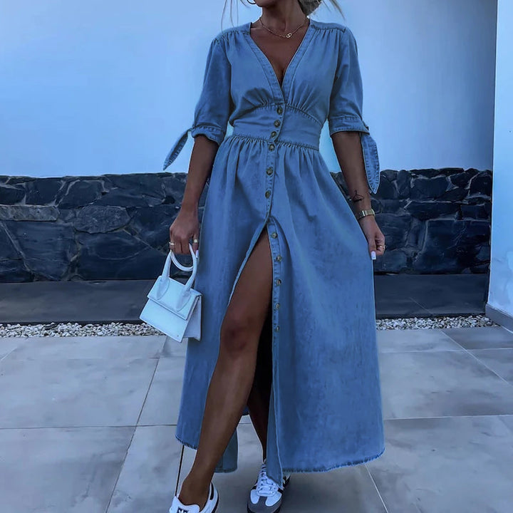 Eso | Denim dress with V-neckline