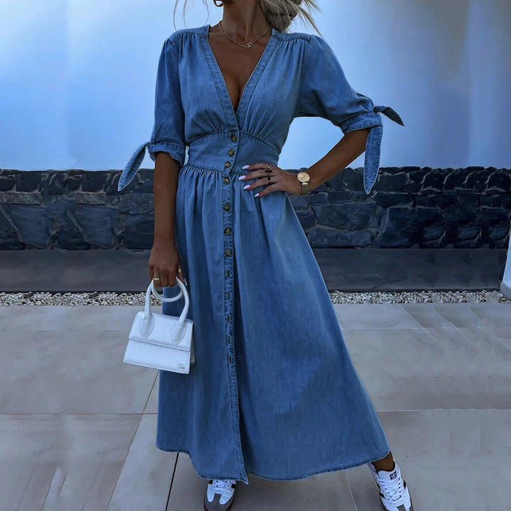 Eso | Denim dress with V-neckline